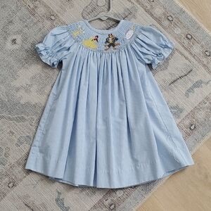 Banana Split Baby Girls Beauty And The Beast Smocked Embroiderd Dress Sz18m